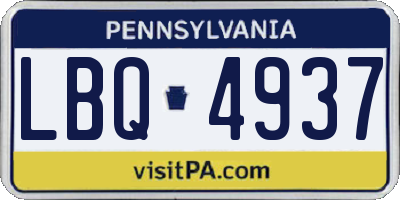PA license plate LBQ4937