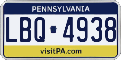 PA license plate LBQ4938