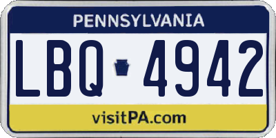 PA license plate LBQ4942