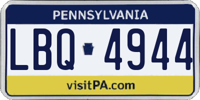 PA license plate LBQ4944