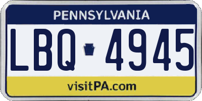 PA license plate LBQ4945