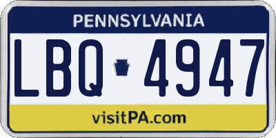PA license plate LBQ4947