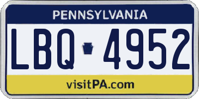 PA license plate LBQ4952