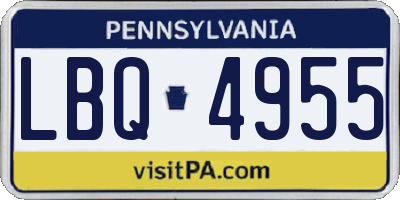 PA license plate LBQ4955