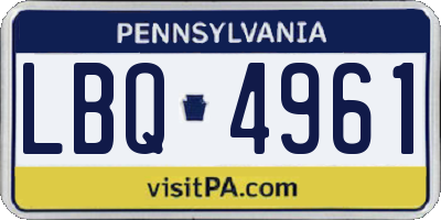 PA license plate LBQ4961