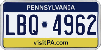 PA license plate LBQ4962