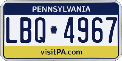 PA license plate LBQ4967