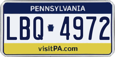 PA license plate LBQ4972