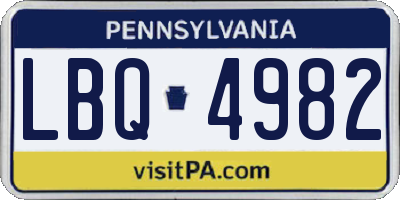 PA license plate LBQ4982
