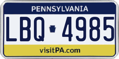 PA license plate LBQ4985
