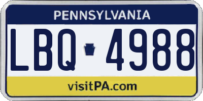 PA license plate LBQ4988