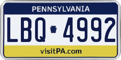 PA license plate LBQ4992