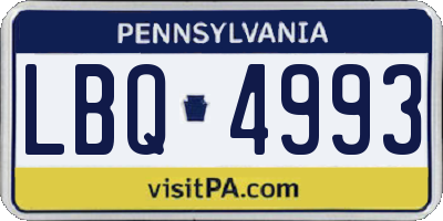 PA license plate LBQ4993