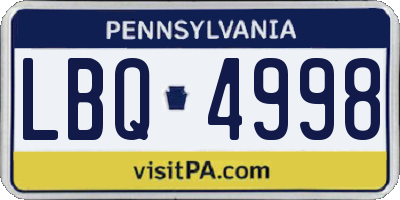 PA license plate LBQ4998