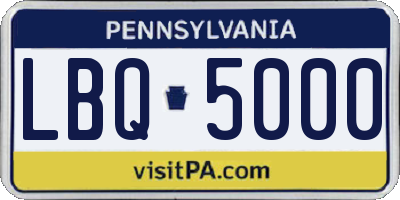 PA license plate LBQ5000