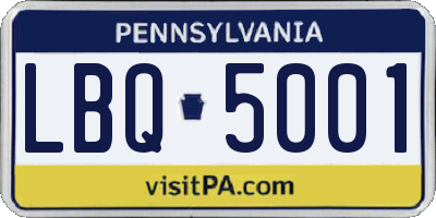 PA license plate LBQ5001