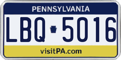 PA license plate LBQ5016