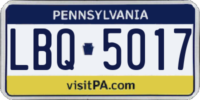 PA license plate LBQ5017