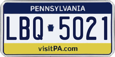 PA license plate LBQ5021