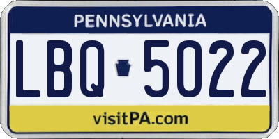PA license plate LBQ5022