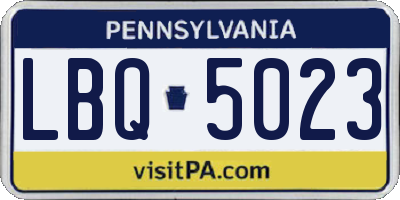 PA license plate LBQ5023