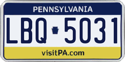 PA license plate LBQ5031