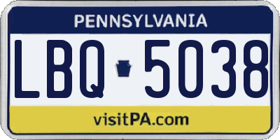 PA license plate LBQ5038