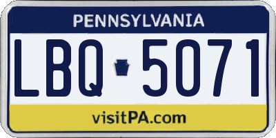 PA license plate LBQ5071