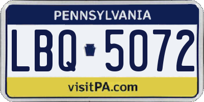 PA license plate LBQ5072