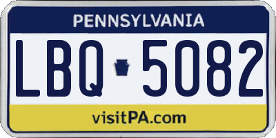 PA license plate LBQ5082