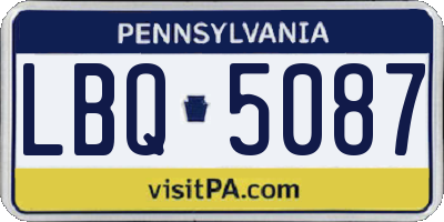PA license plate LBQ5087
