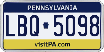 PA license plate LBQ5098
