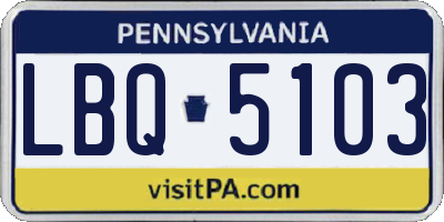 PA license plate LBQ5103