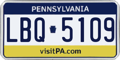 PA license plate LBQ5109