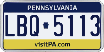 PA license plate LBQ5113