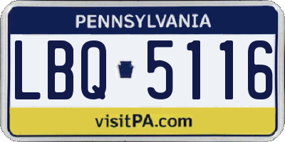 PA license plate LBQ5116