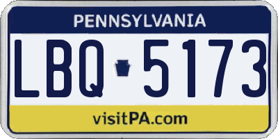 PA license plate LBQ5173