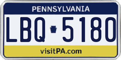 PA license plate LBQ5180