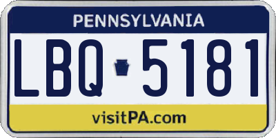 PA license plate LBQ5181