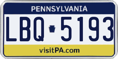PA license plate LBQ5193