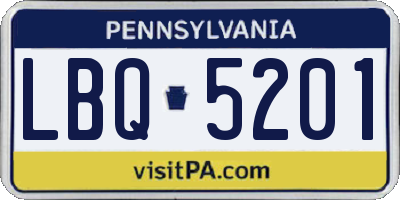 PA license plate LBQ5201