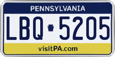 PA license plate LBQ5205