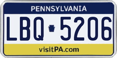 PA license plate LBQ5206