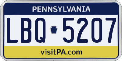 PA license plate LBQ5207