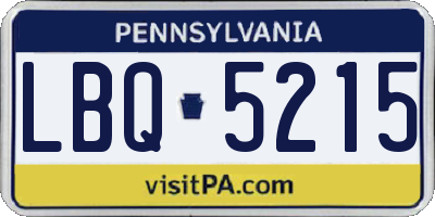 PA license plate LBQ5215