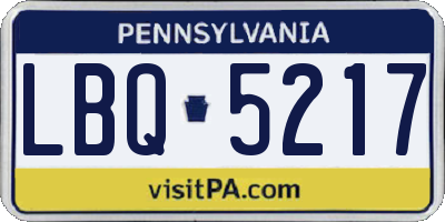 PA license plate LBQ5217