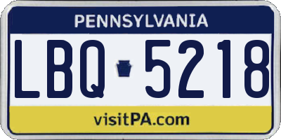 PA license plate LBQ5218
