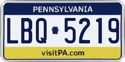 PA license plate LBQ5219