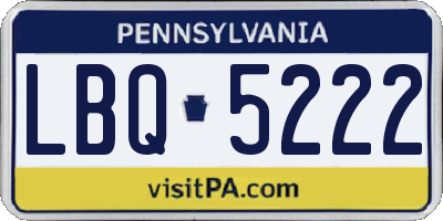 PA license plate LBQ5222