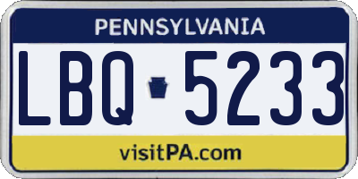 PA license plate LBQ5233